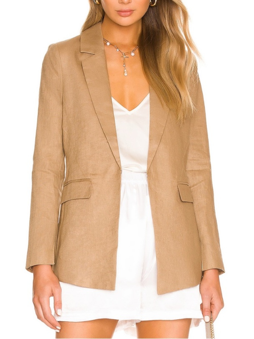 Central Park West Dusty Blue Linen Blazer